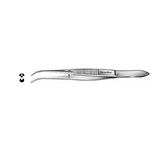 MH18-788 Iris Tissue Forceps, 4&quot;(10.2cm), 1X2 teeth, half cvd, standard pattern, 0.8mm wide tips