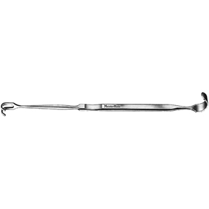 MH23-1049 JACKSON Trachea Retractor, 7&quot;(17.8cm), double ended, 2 blunt prongs 5/16&quot;(2.4cm)wide, and solid blade 3/8&quot;(1cm)wide